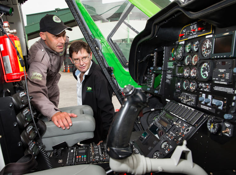 Tony Egan checking out the Greenlea Rescue Helicopter